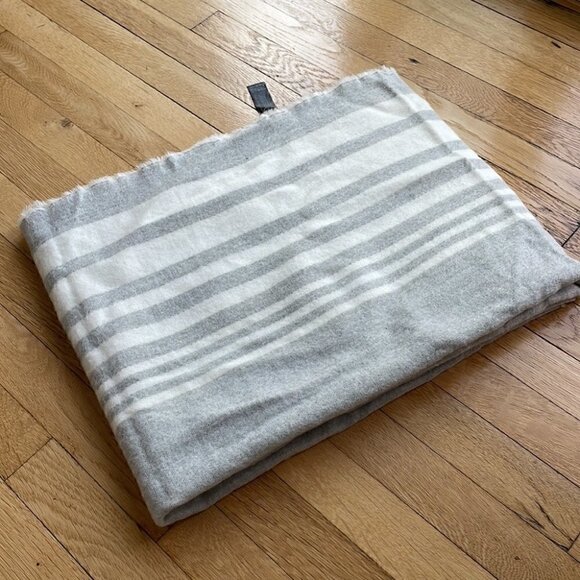 🤍 Zara Large Acrylic white light grey warm blanket scarf - Picture 3 of 6